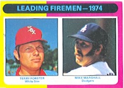 1975 Topps Mini Baseball Cards      313     Terry Forster/Mike Marshall LL